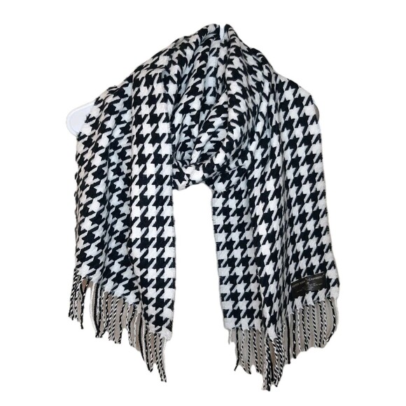 Softer Than Cashmere Accessories - Softer Than Cashmere Scarf 64" x 12" Super Soft Houndstooth Print Korea Fringed